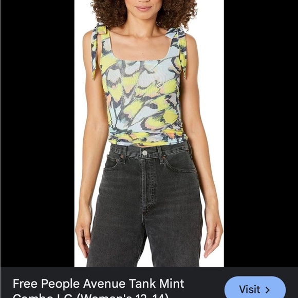 Free people Avenue tank mint combo colorful tie dye pattern tie sleeves mesh - Picture 4 of 8